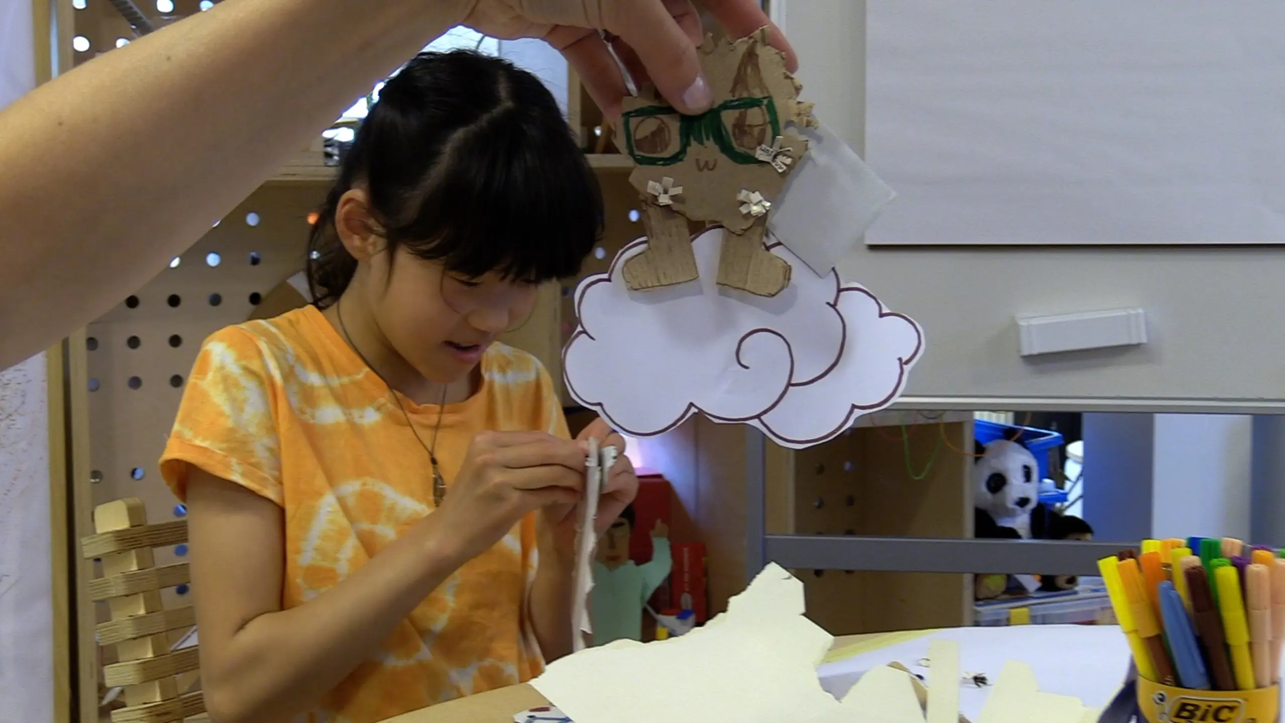 Animal and clouds shape made with cardboard