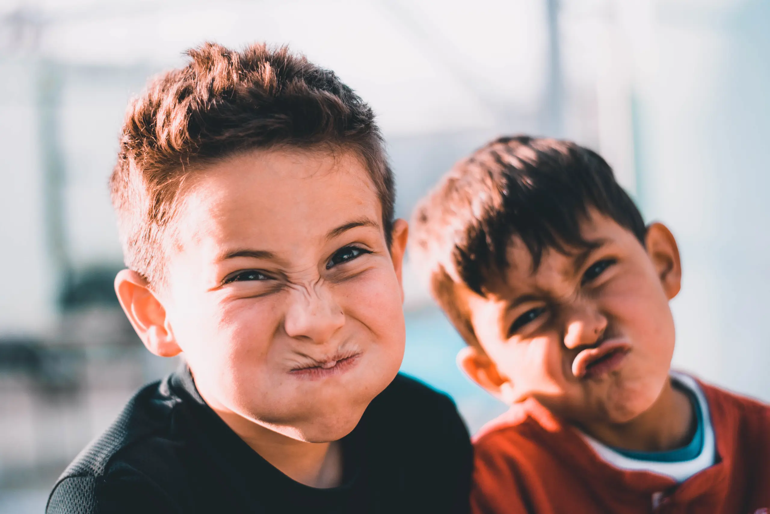 Children making funny faces